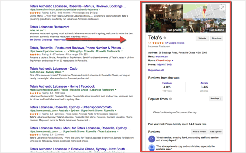 lokalni seo - primer restavracije v Google My Business