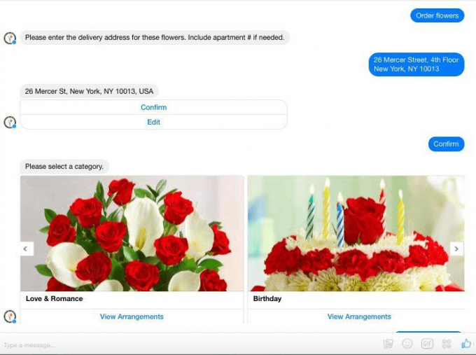 Facebook Messenger Flowers