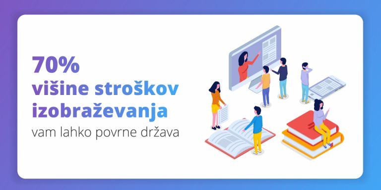 70% višine stroškov izobraževanja vam lahko povrne država